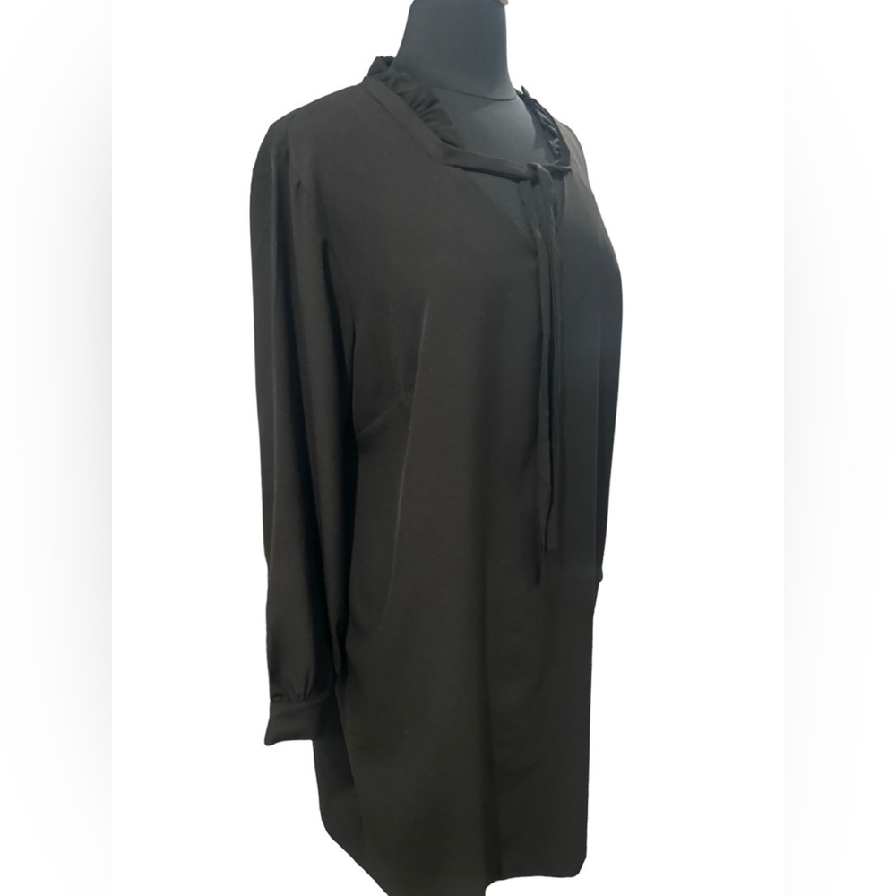 Ashely Stewart LongSleeve Black Dress w/ Drawstring Front Closure-14/16